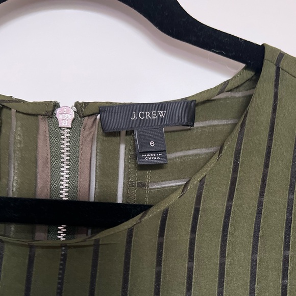 JCREW J. Crew Deep Forest Green Shadow Stripe Blouse SZ 6 - Picture 7 of 7